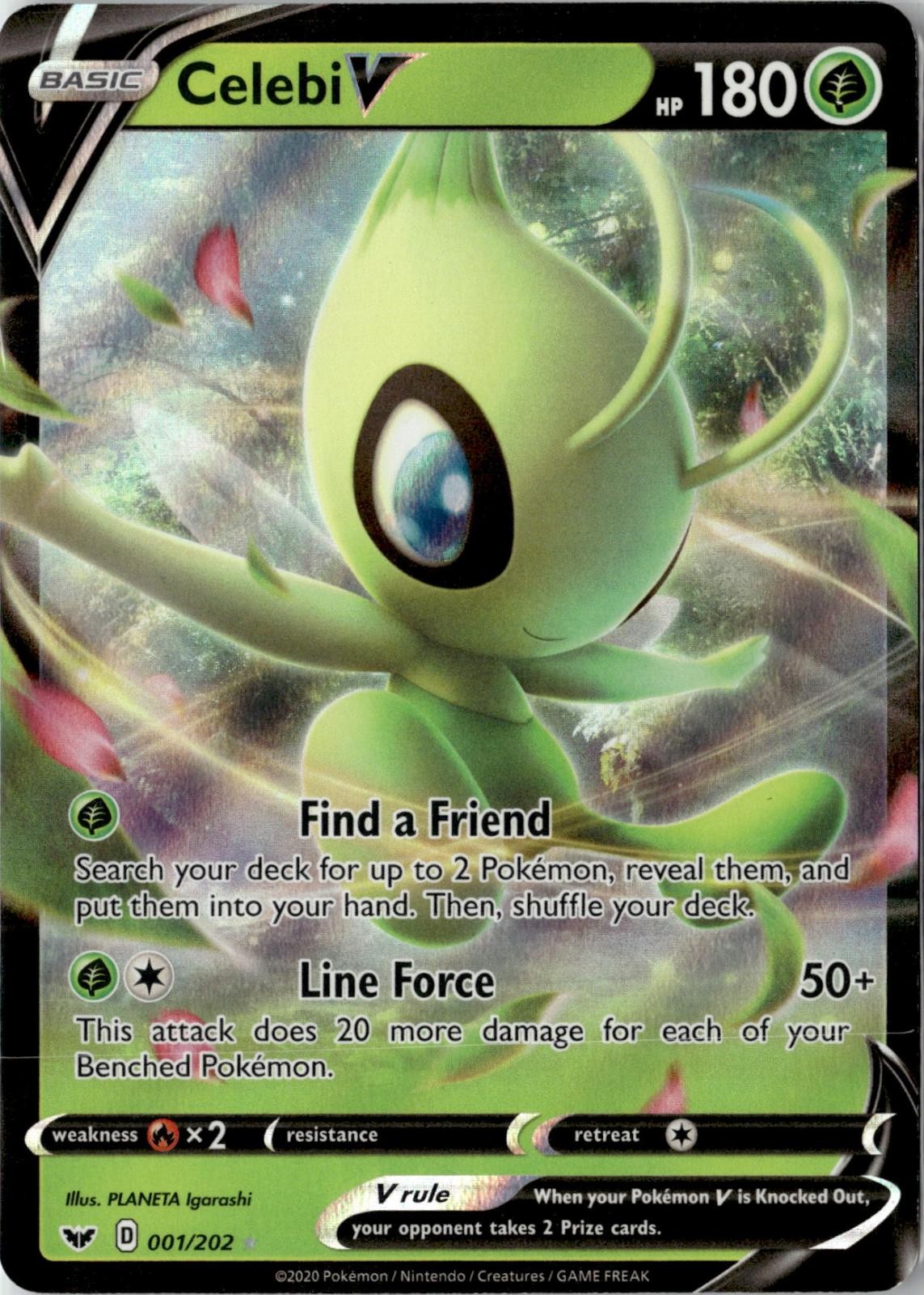 2020 POKEMON CELEBI V 001/202 HOLO V RARE SWORD & SHIELD NEAR MINT