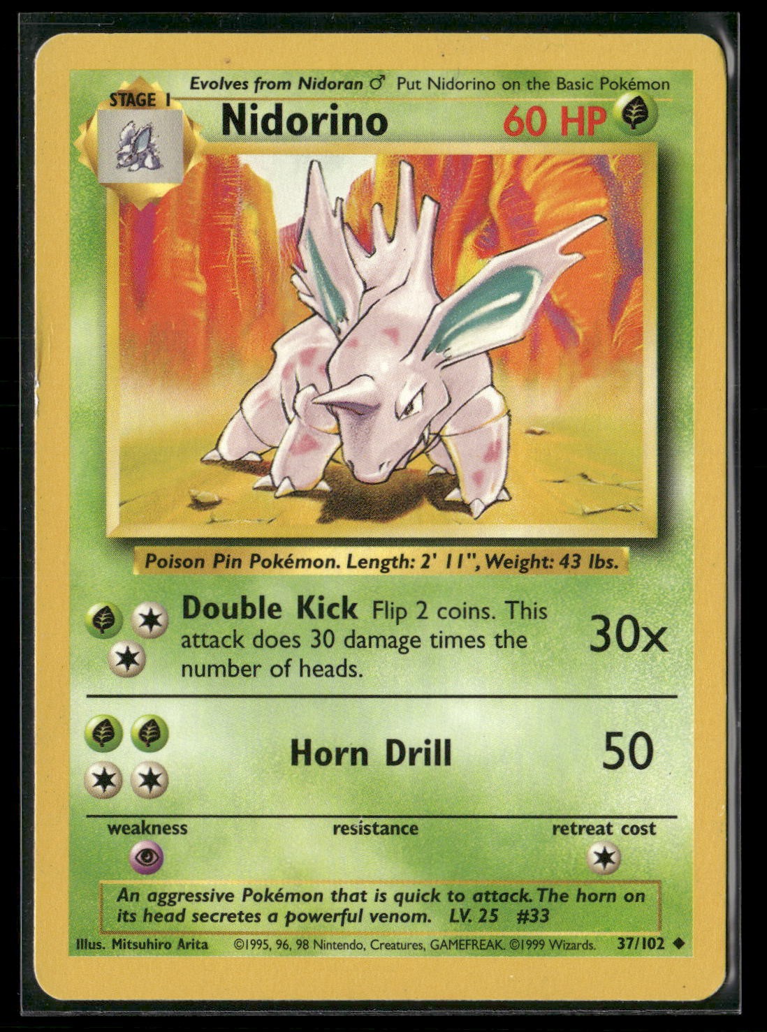 Nidorino Uncommon Base Set 037/102 LP