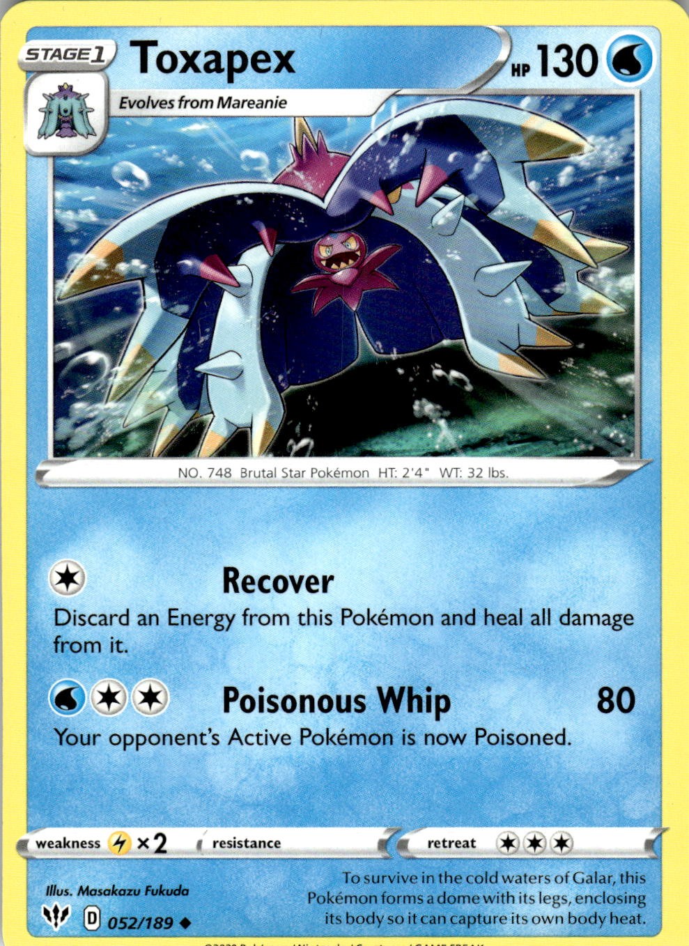 Toxapex 052/189 Uncommon Darkness Ablaze Pokemon Near Mint
