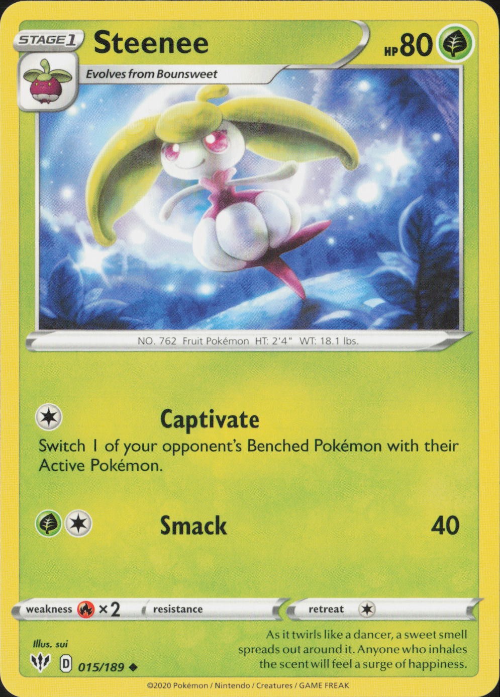 Steenee Uncommon SWSH03: Darkness Ablaze 015/189 NM