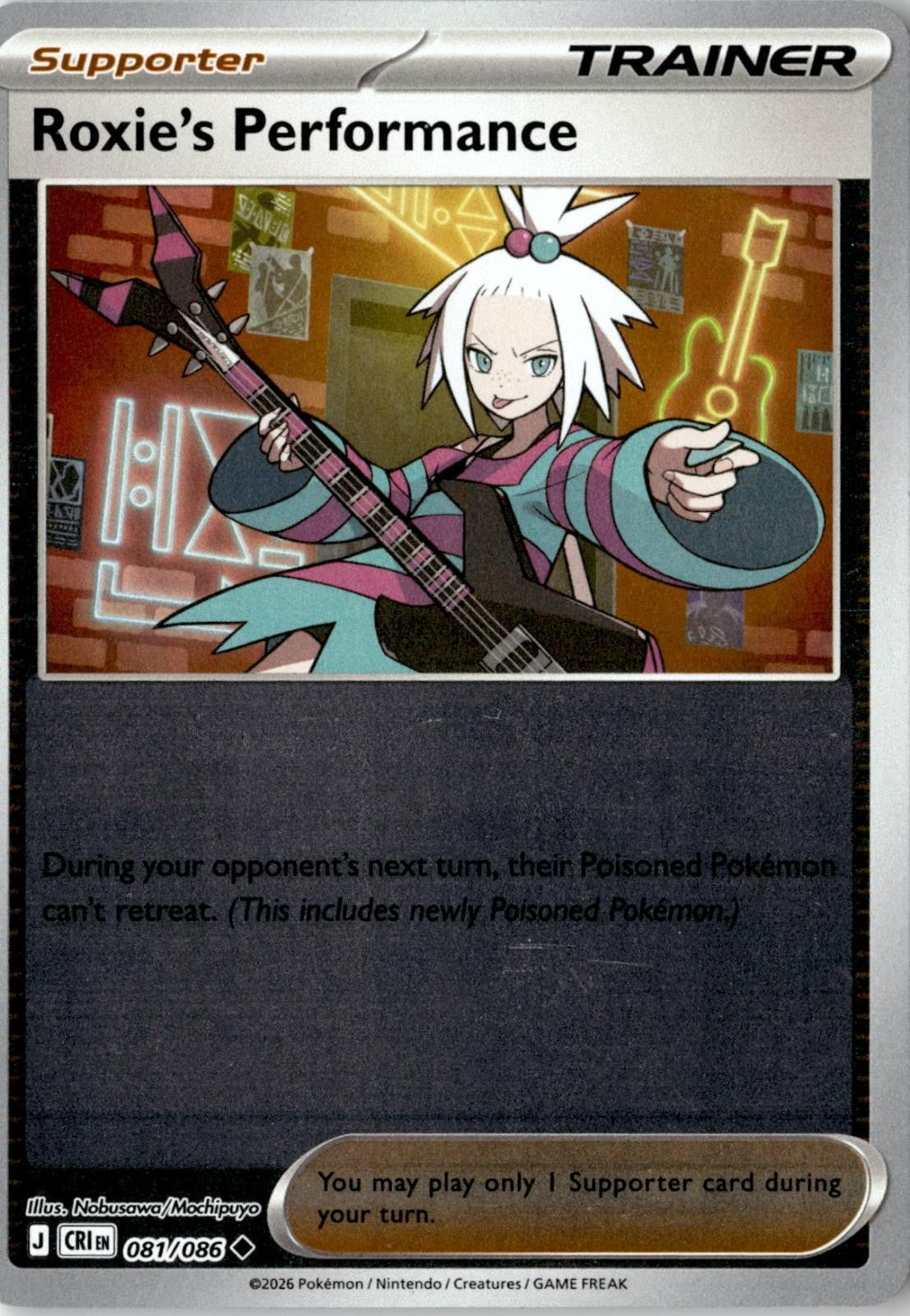 2026 POKEMON ROXIE'S PERFORMANCE 081/086 UNCOMMON CHAOS RISING REVERSE HOLO NM