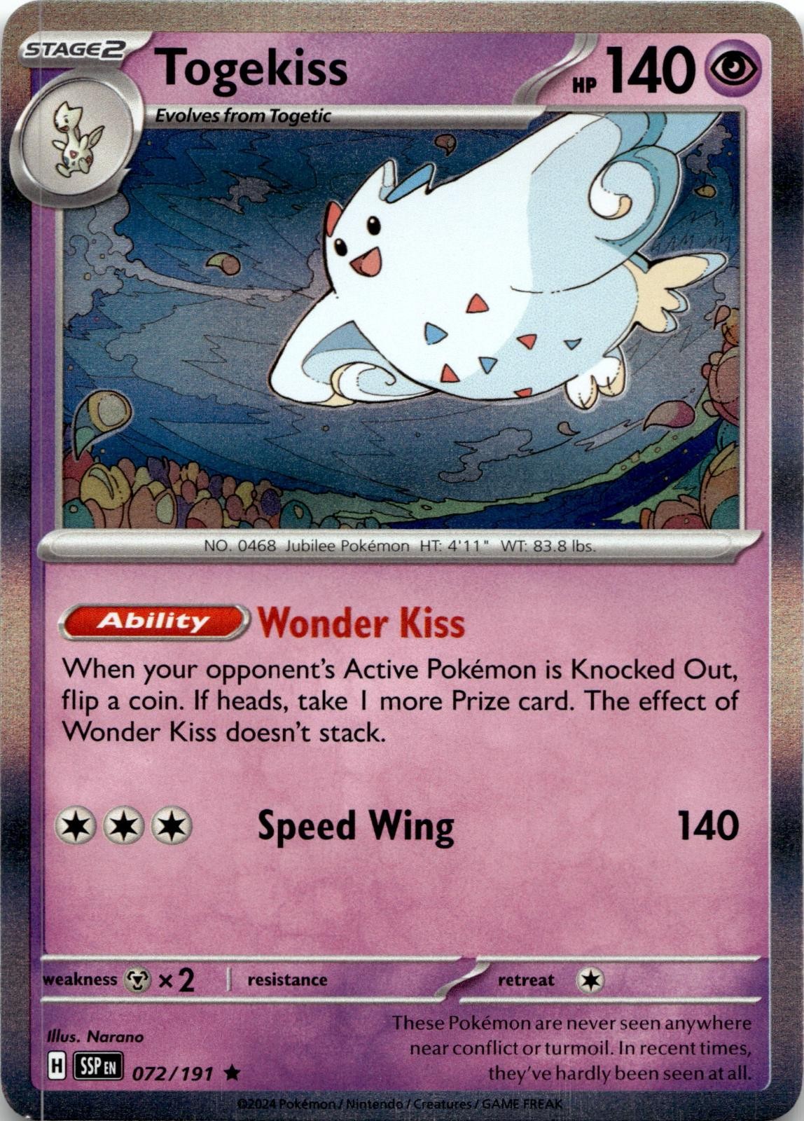 Togekiss 072/191 Rare Surging Sparks Pokemon Holo Near Mint