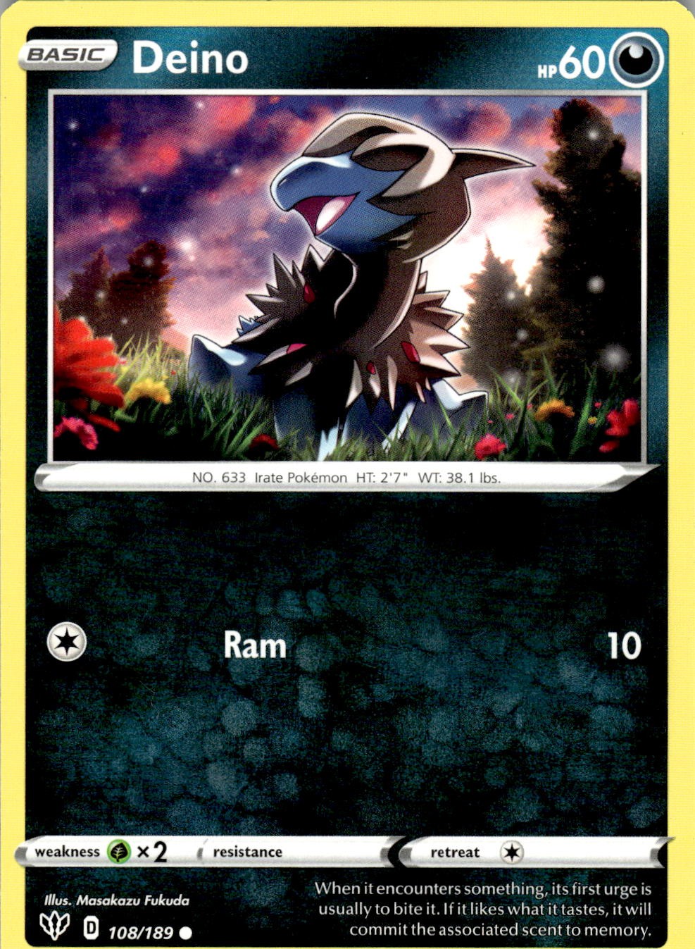 Deino 108/189 Common Darkness Ablaze Pokemon Near Mint