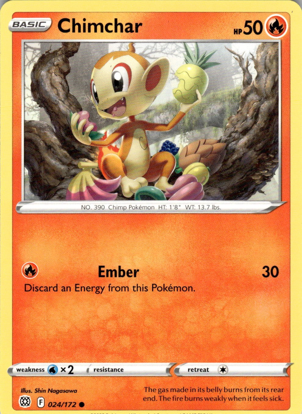 Chimchar 024/172 Common Brilliant Stars Pokemon Near Mint
