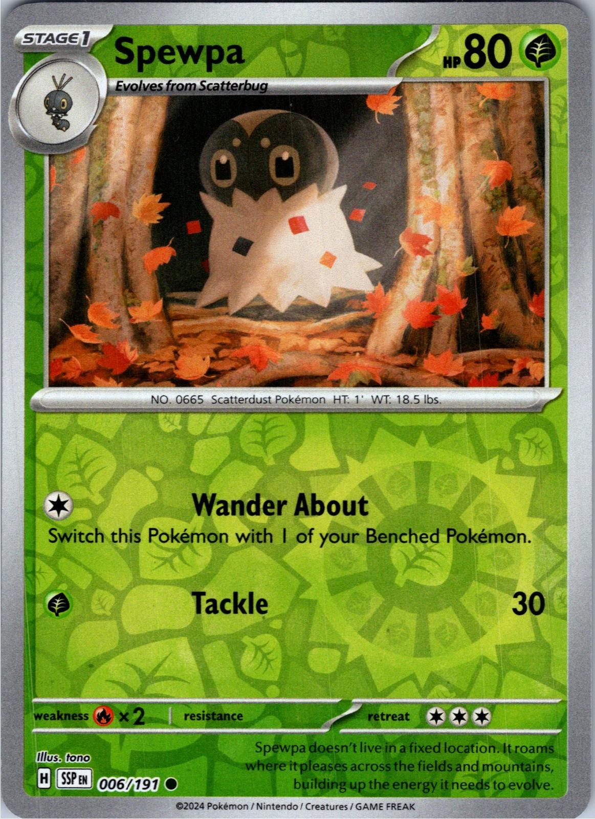 Spewpa 006/191 Common Surging Sparks Pokemon Lightly Played