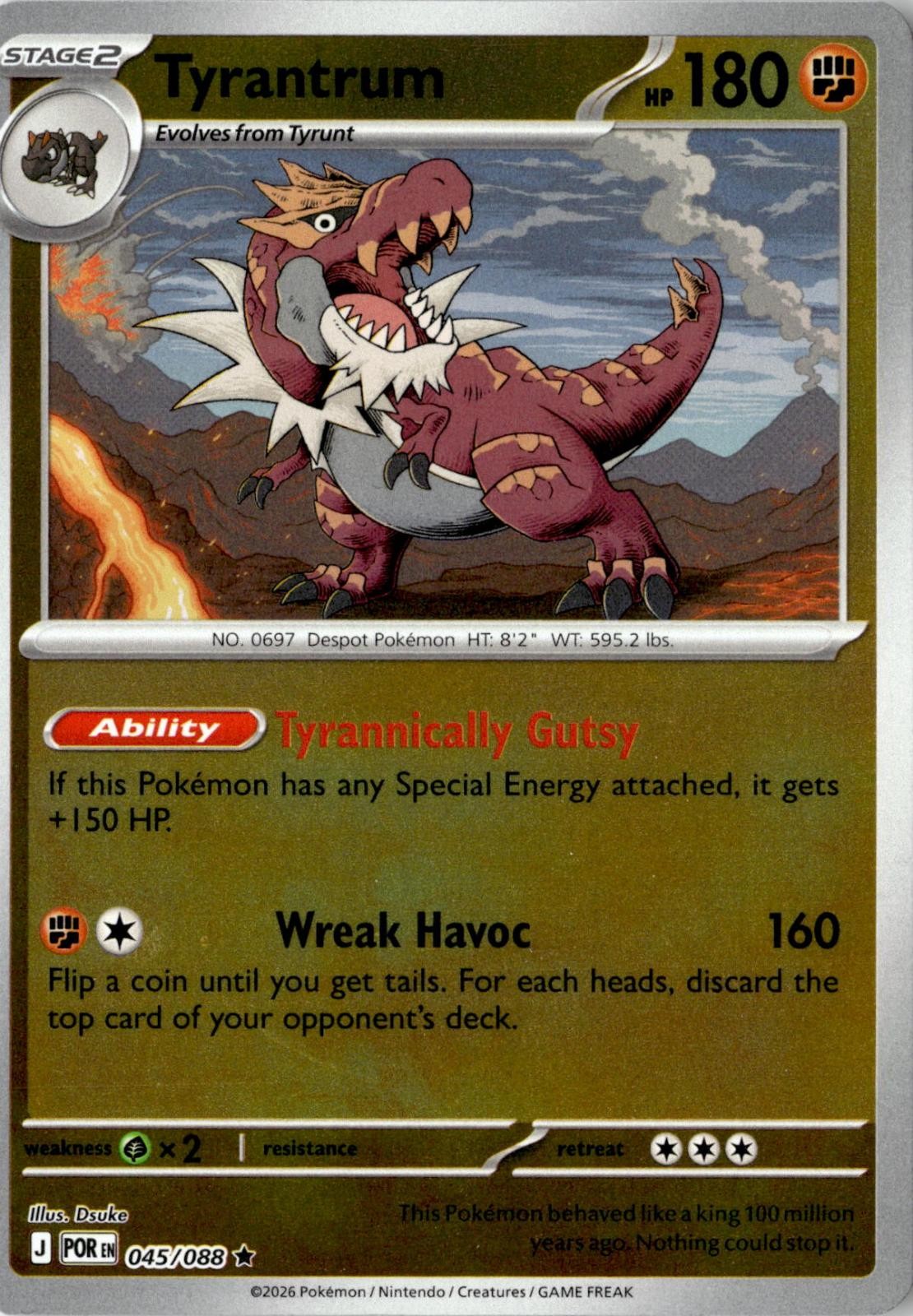 2016 POKEMON TYRANTRUM - 047/088 (NON-HOLO) 045/088 RARE DECK EXCLUSIVES NM