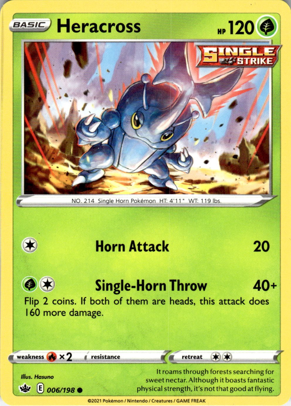 2021 POKEMON HERACROSS 006/198 COMMON CHILLING REIGN NEAR MINT