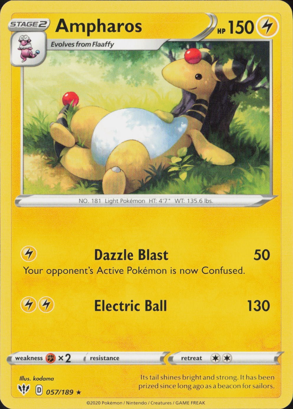 Ampharos Rare SWSH03: Darkness Ablaze 057/189 NM