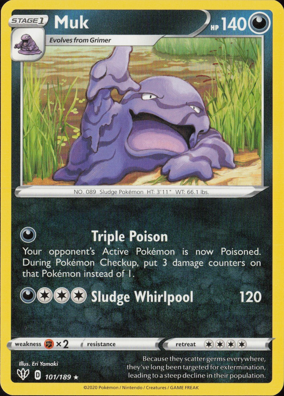 Muk Rare SWSH03: Darkness Ablaze 101/189 NM