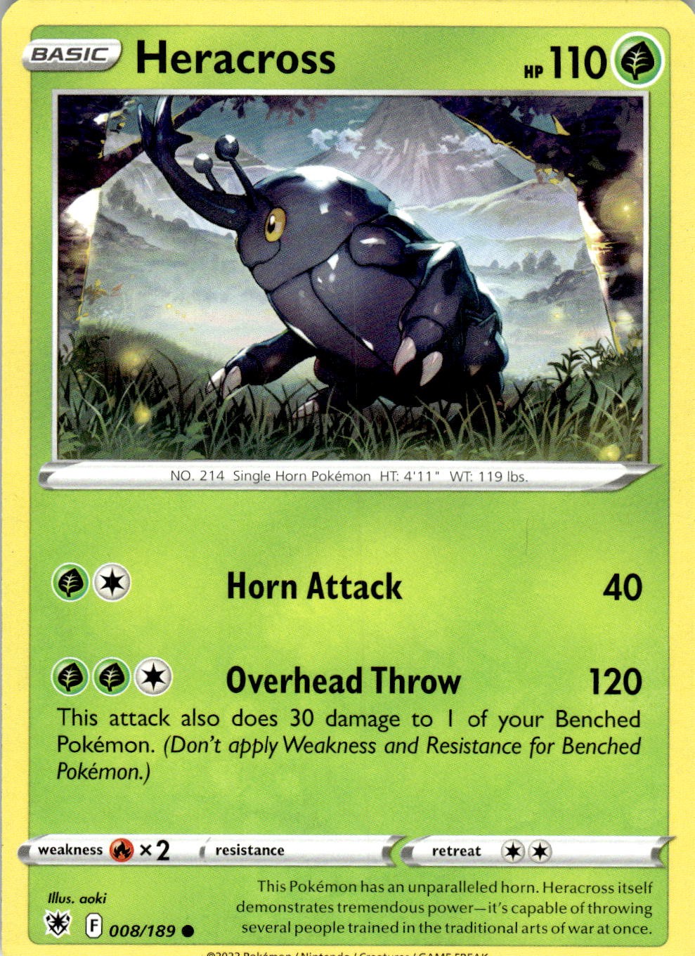 Heracross 008/189 Common Astral Radiance Pokemon Near Mint