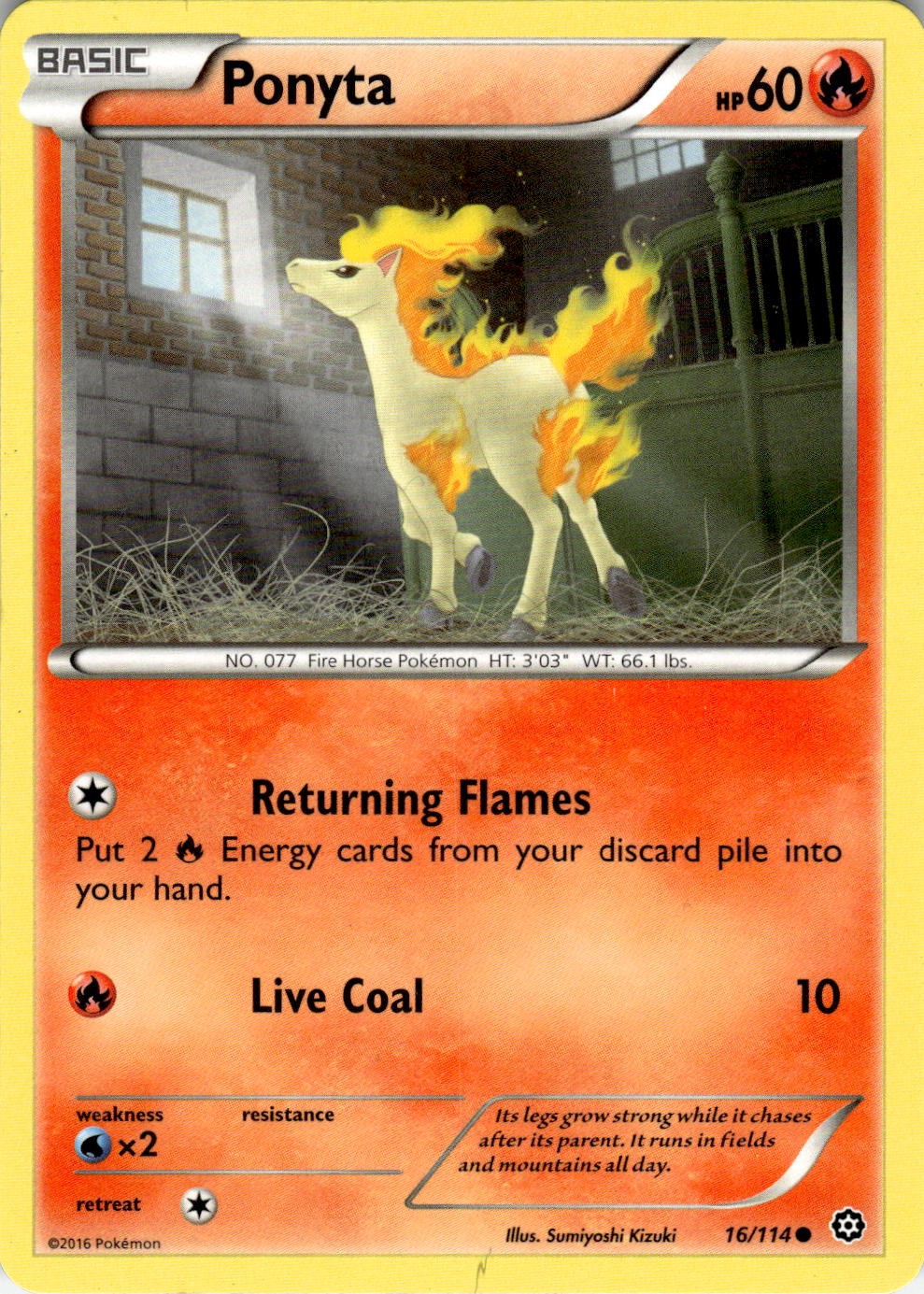 Ponyta 16/114 Common Steam Siege Pokemon Lightly Played