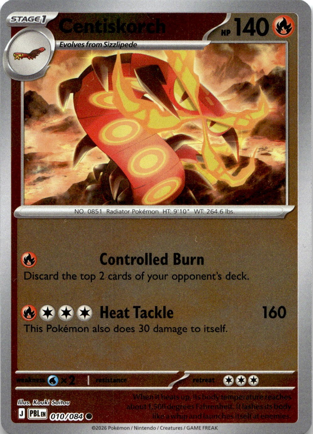 Centiskorch 010/084 Common Pitch Black Pokemon Reverse Holo Near Mint