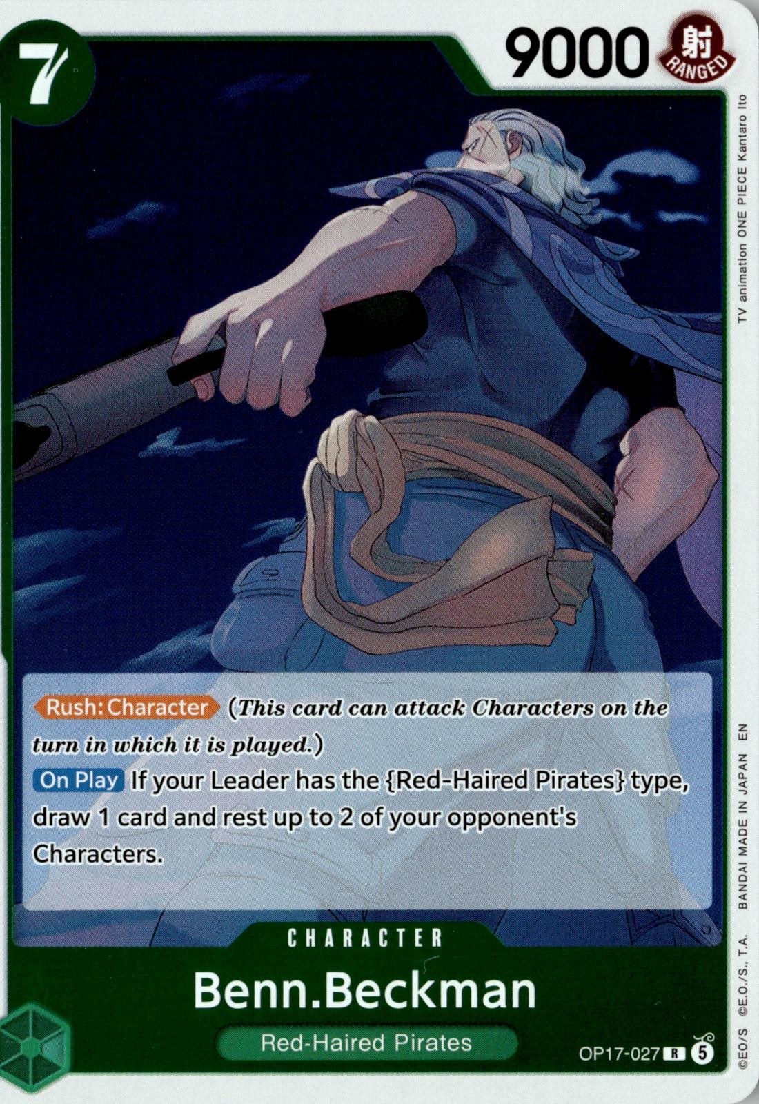 2026 ONE PIECE BENN.BECKMAN OP17-027 RARE THE WORLD'S STRONGEST WARRIORS FOIL NM