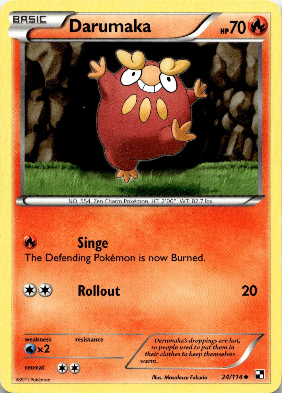 Darumaka 24/114 Uncommon Black & White Pokemon Lightly Played