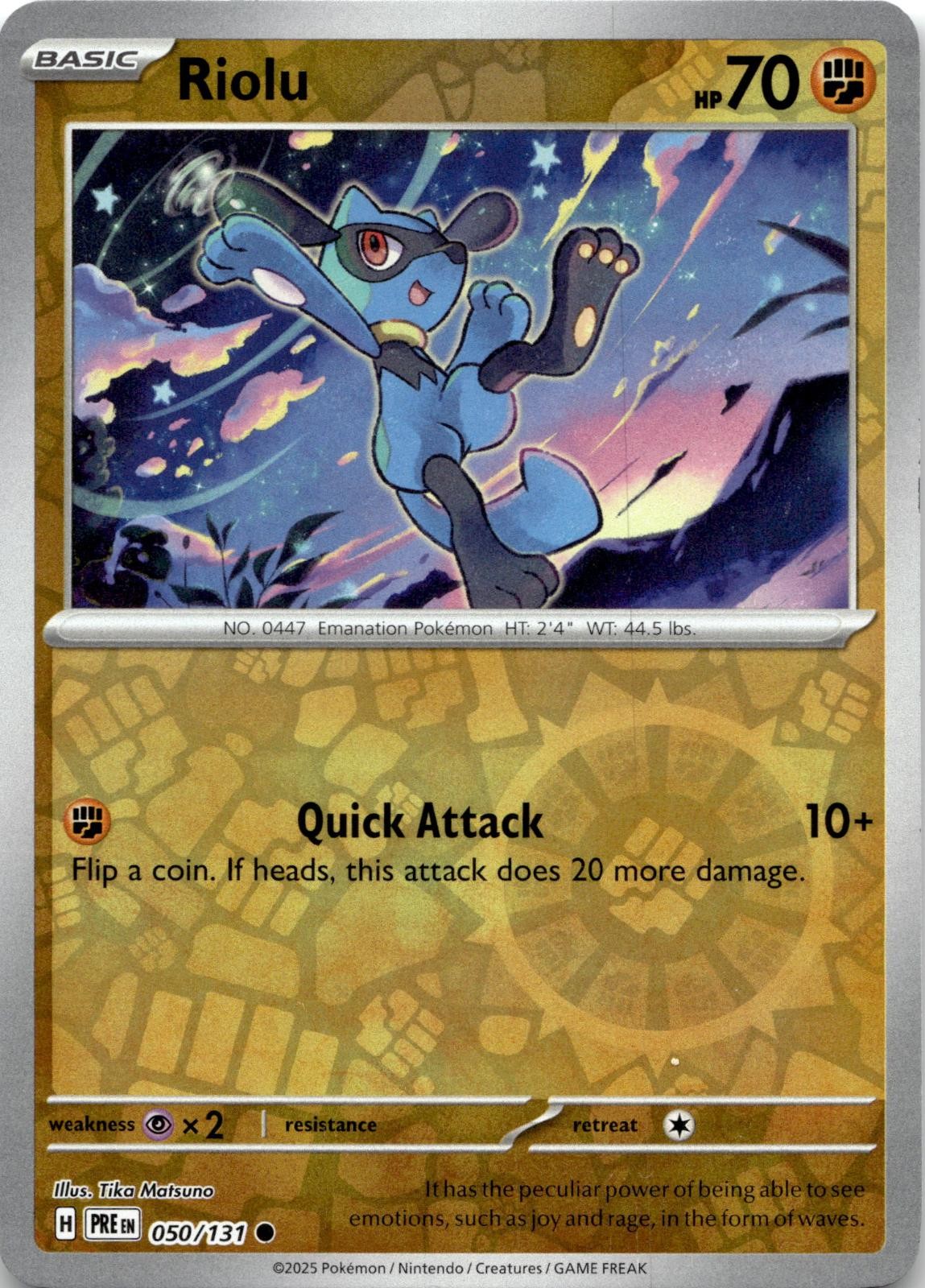 Riolu 050/131 Common Prismatic Evolutions Pokemon Reverse Holo Near Mint
