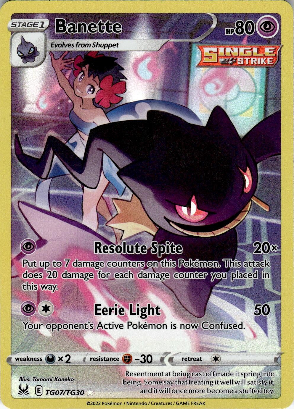 Banette TG07/TG30 Holo Lost Origin Trainer Gallery Pokemon NM