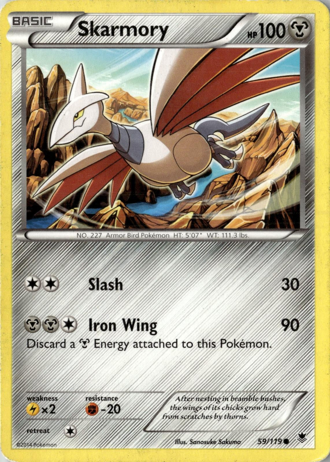 2014 POKEMON SKARMORY 59/119 COMMON PHANTOM FORCES LIGHTLY PLAYED