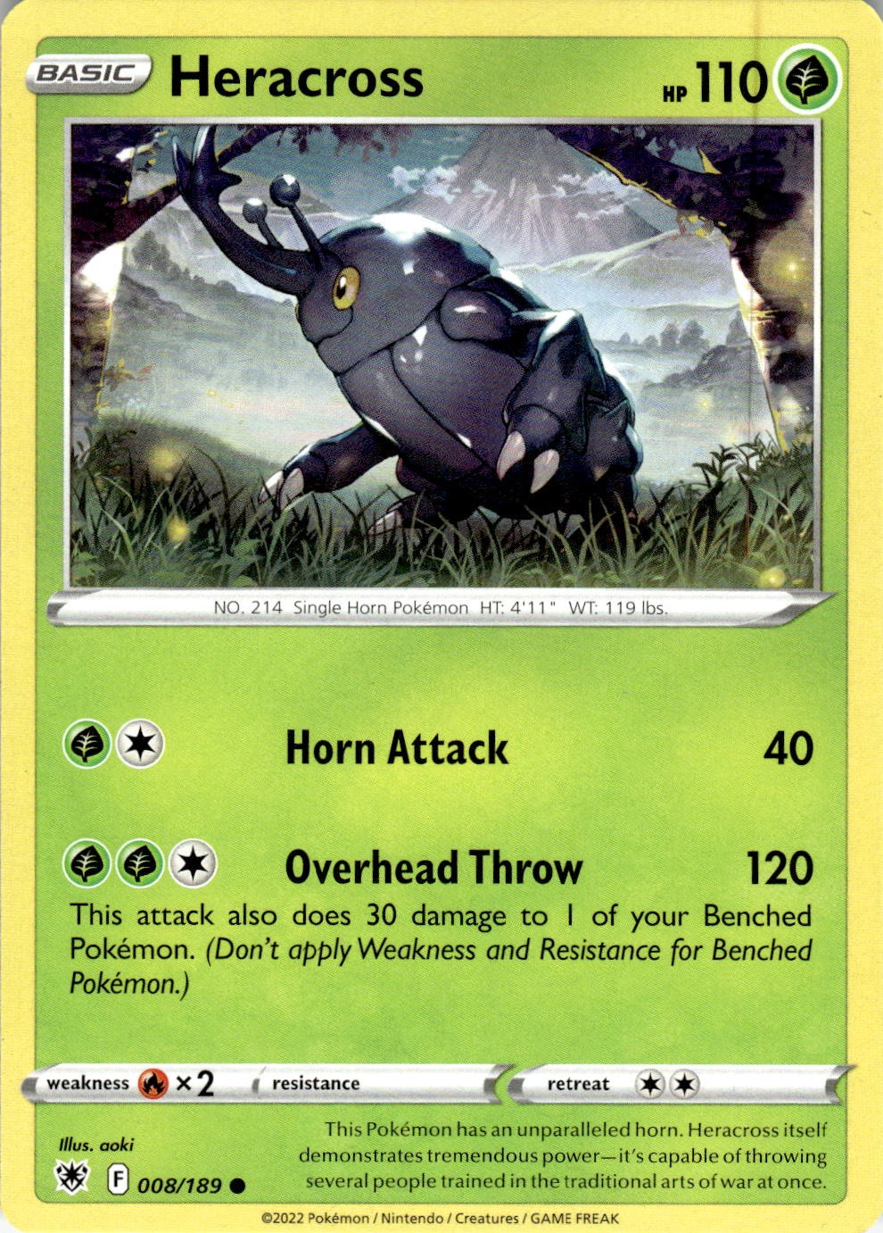 Heracross 008/189 Common Astral Radiance Pokemon Near Mint