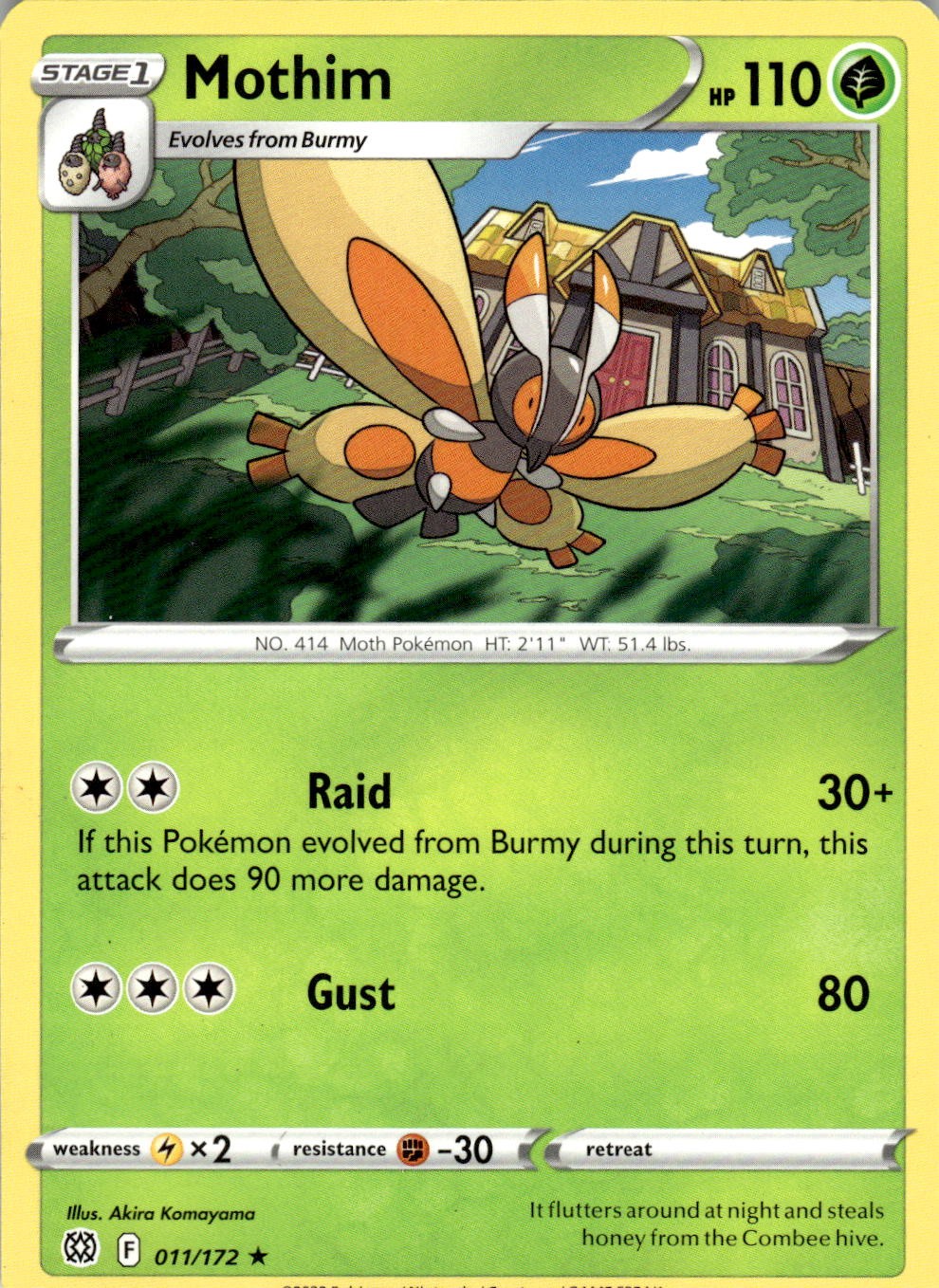 Mothim 011/172 Rare Brilliant Stars Pokemon Near Mint
