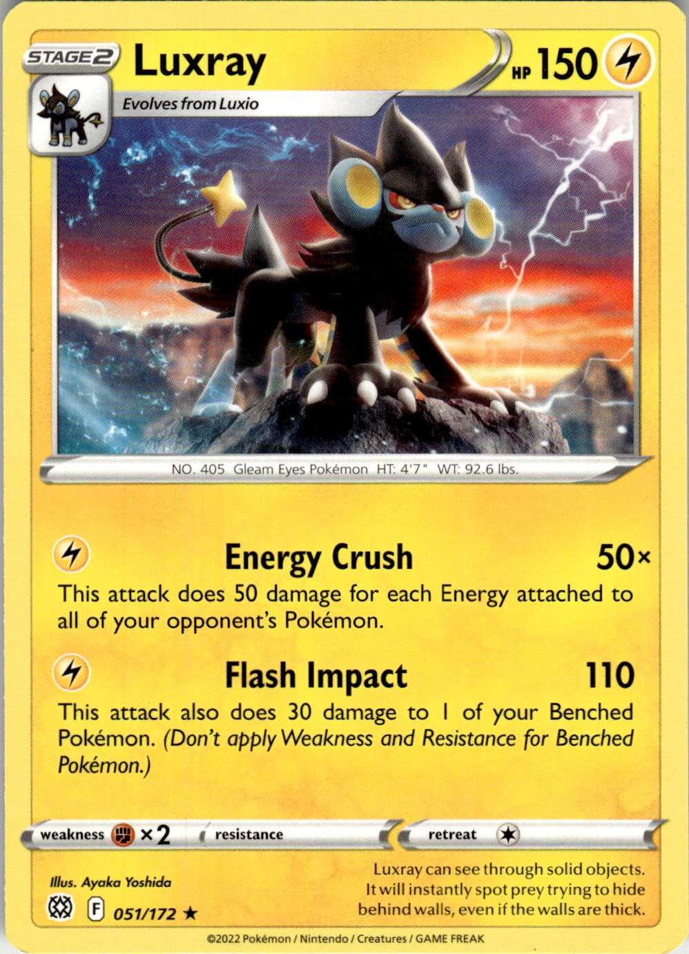 Luxray 051/172 Rare Brilliant Stars Pokemon Near Mint