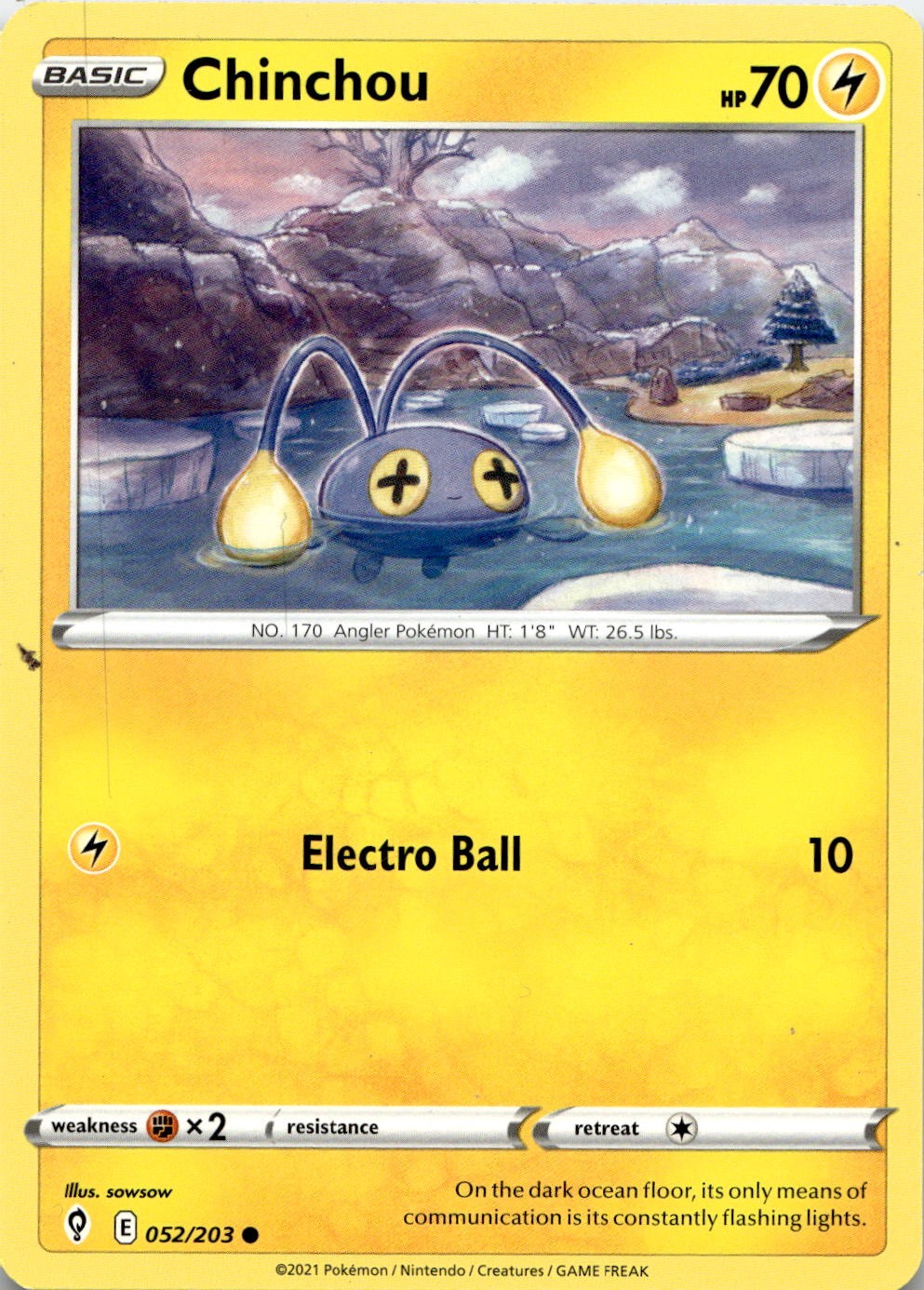 Chinchou 052/203 Common Evolving Skies Pokemon Lightly Played