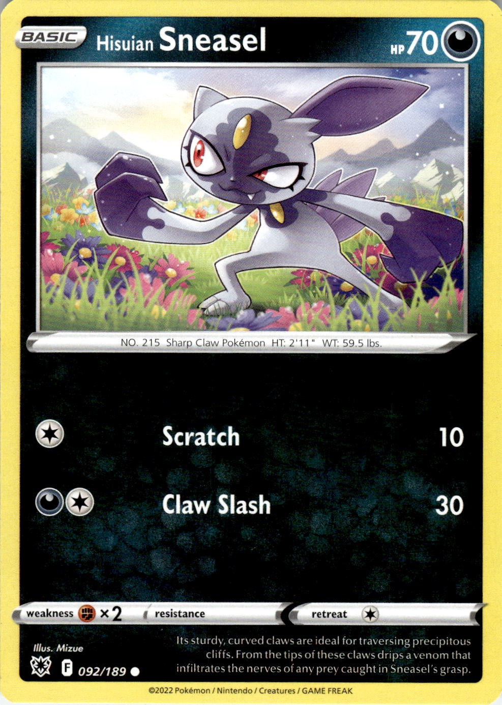 Hisuian Sneasel 092/189 Common Astral Radiance Pokemon Near Mint