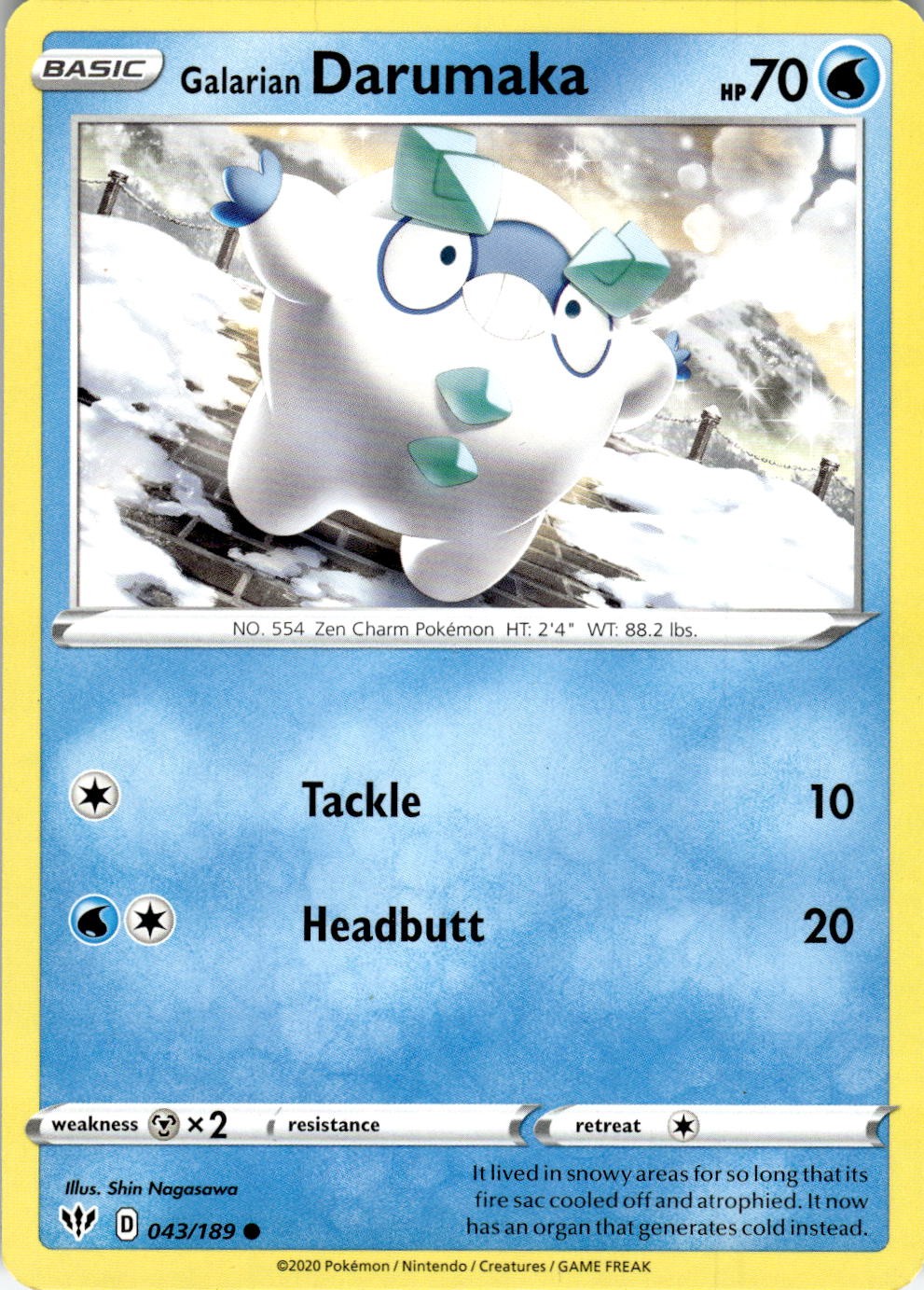 Galarian Darumaka 043/189 Common Darkness Ablaze Pokemon Near Mint