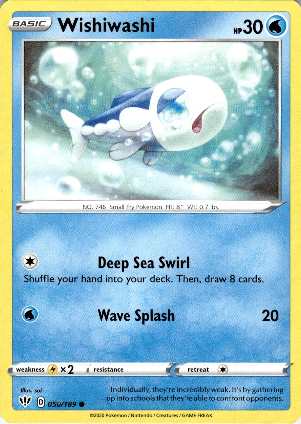 Wishiwashi 050/189 Common Darkness Ablaze Pokemon Near Mint