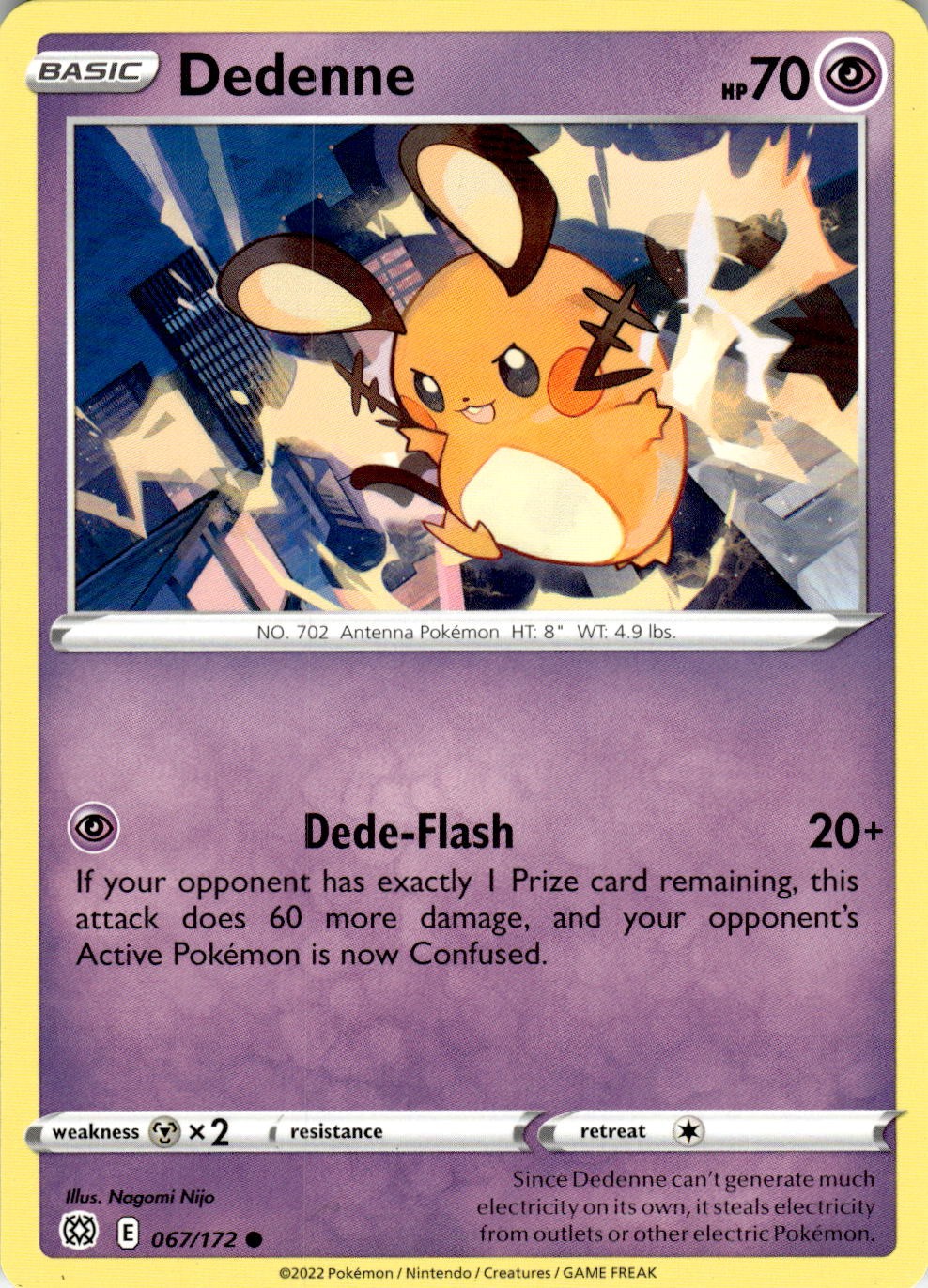2022 POKEMON DEDENNE 067/172 COMMON BRILLIANT STARS NEAR MINT