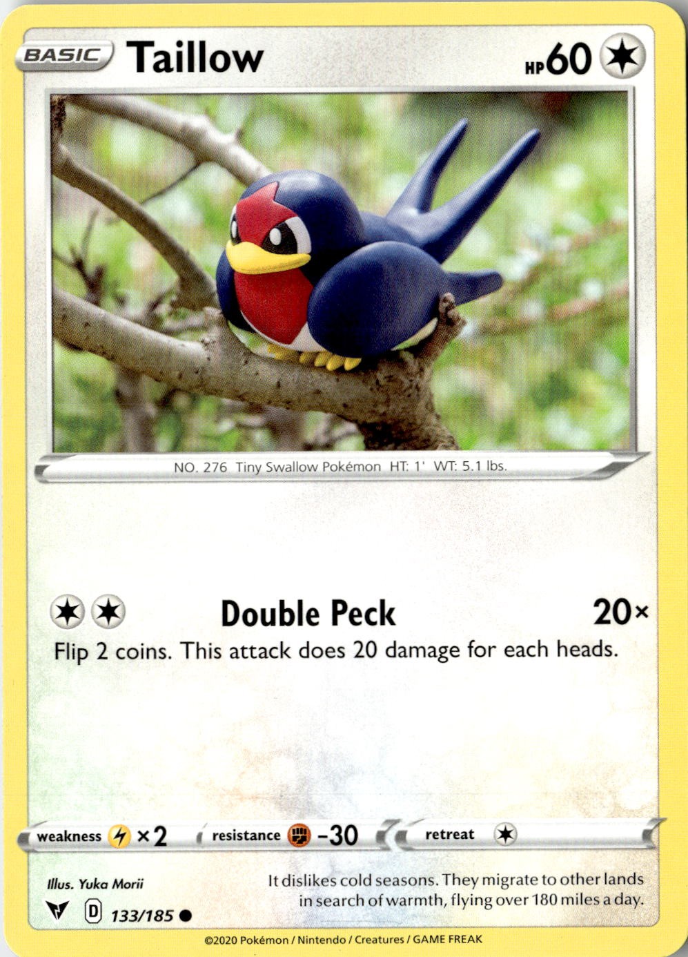 2020 POKEMON TAILLOW 133/185 COMMON VIVID VOLTAGE NEAR MINT