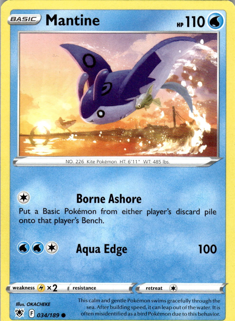 Mantine 034/189 Common Astral Radiance Pokemon Near Mint