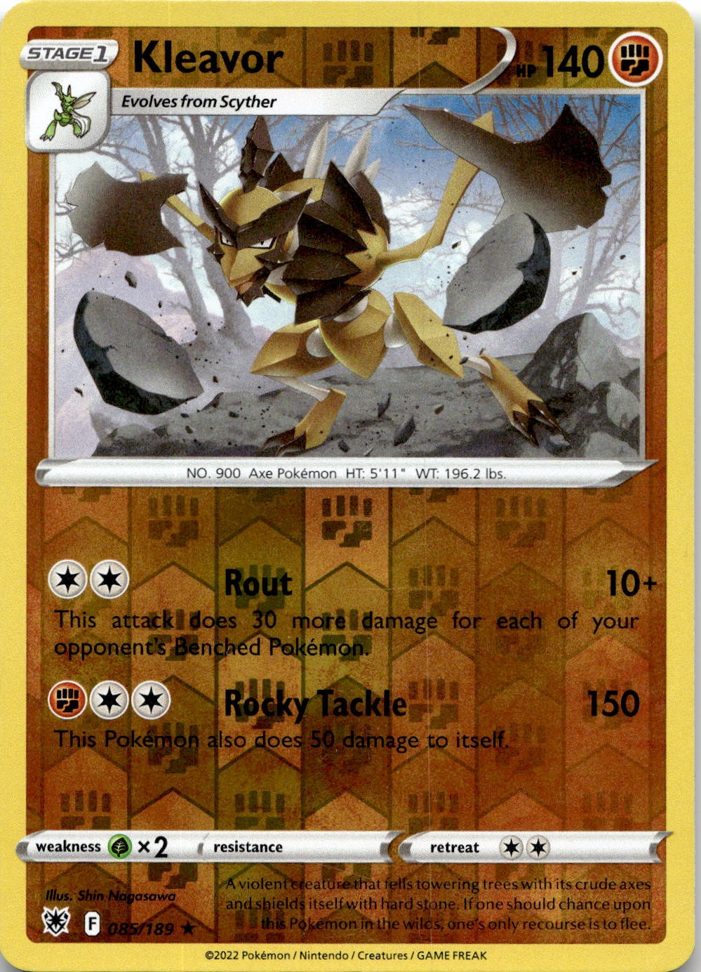Kleavor 085/189 Rare Astral Radiance Pokemon Reverse Holo Near Mint