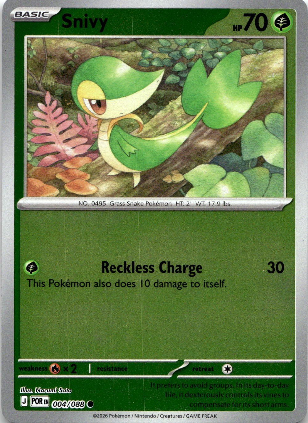 Snivy 004/088 Common Perfect Order Pokemon Reverse Holo Near Mint
