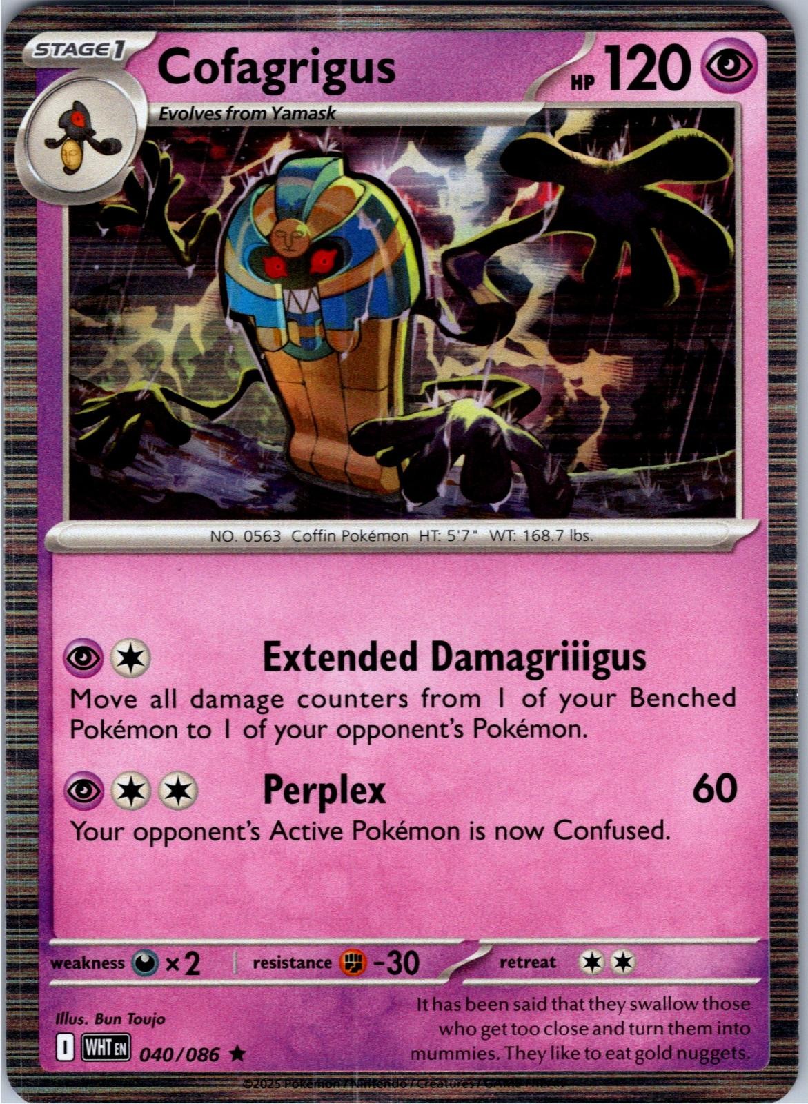 Cofagrigus 040/086 Holo Rare White Flare Pokemon Near Mint