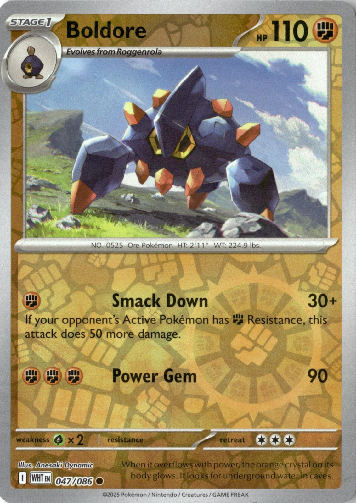 2025 POKEMON BOLDORE 047/086 COMMON WHITE FLARE NEAR MINT
