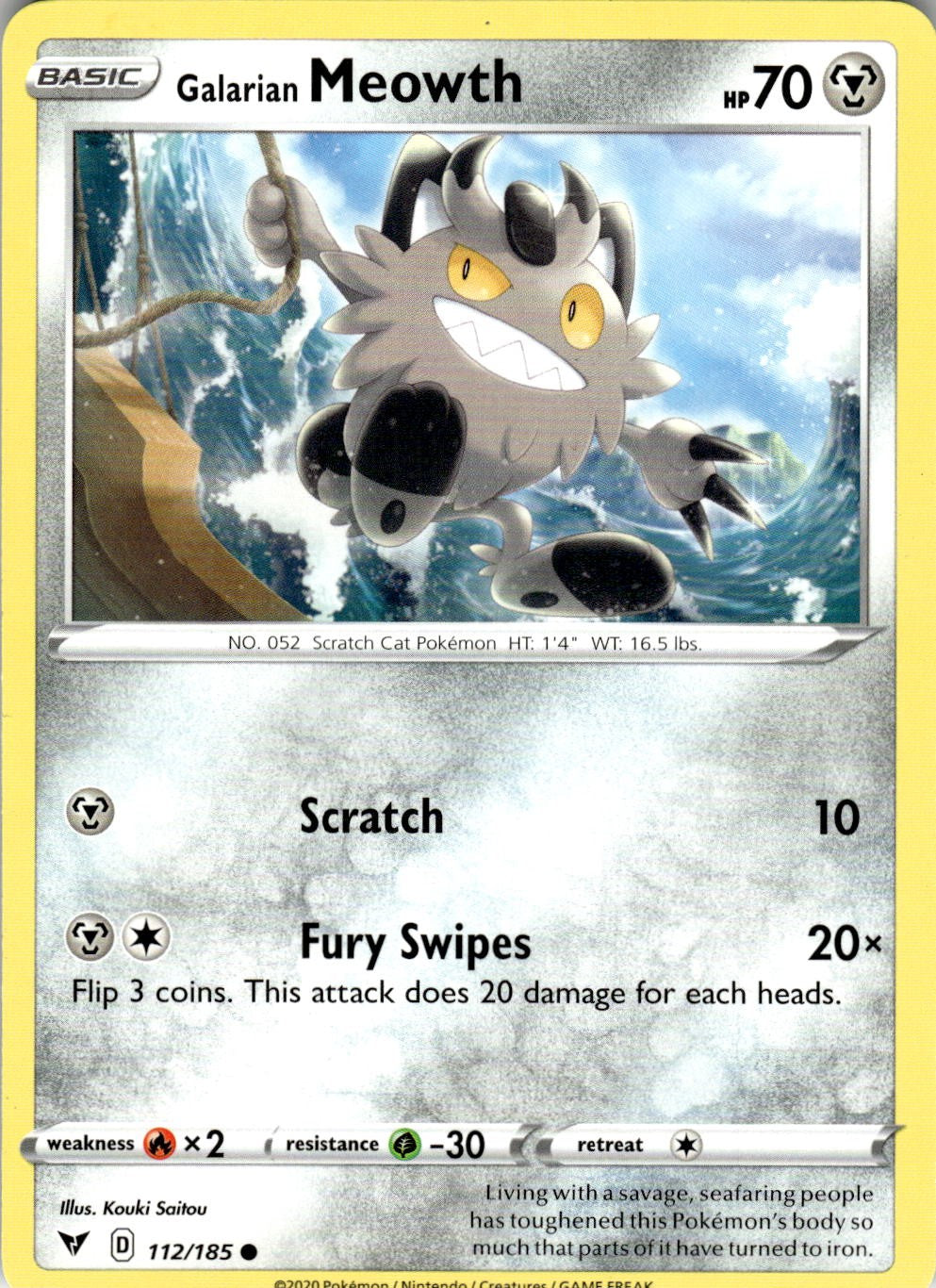 Galarian Meowth 112/185 Common Vivid Voltage Pokemon Near Mint