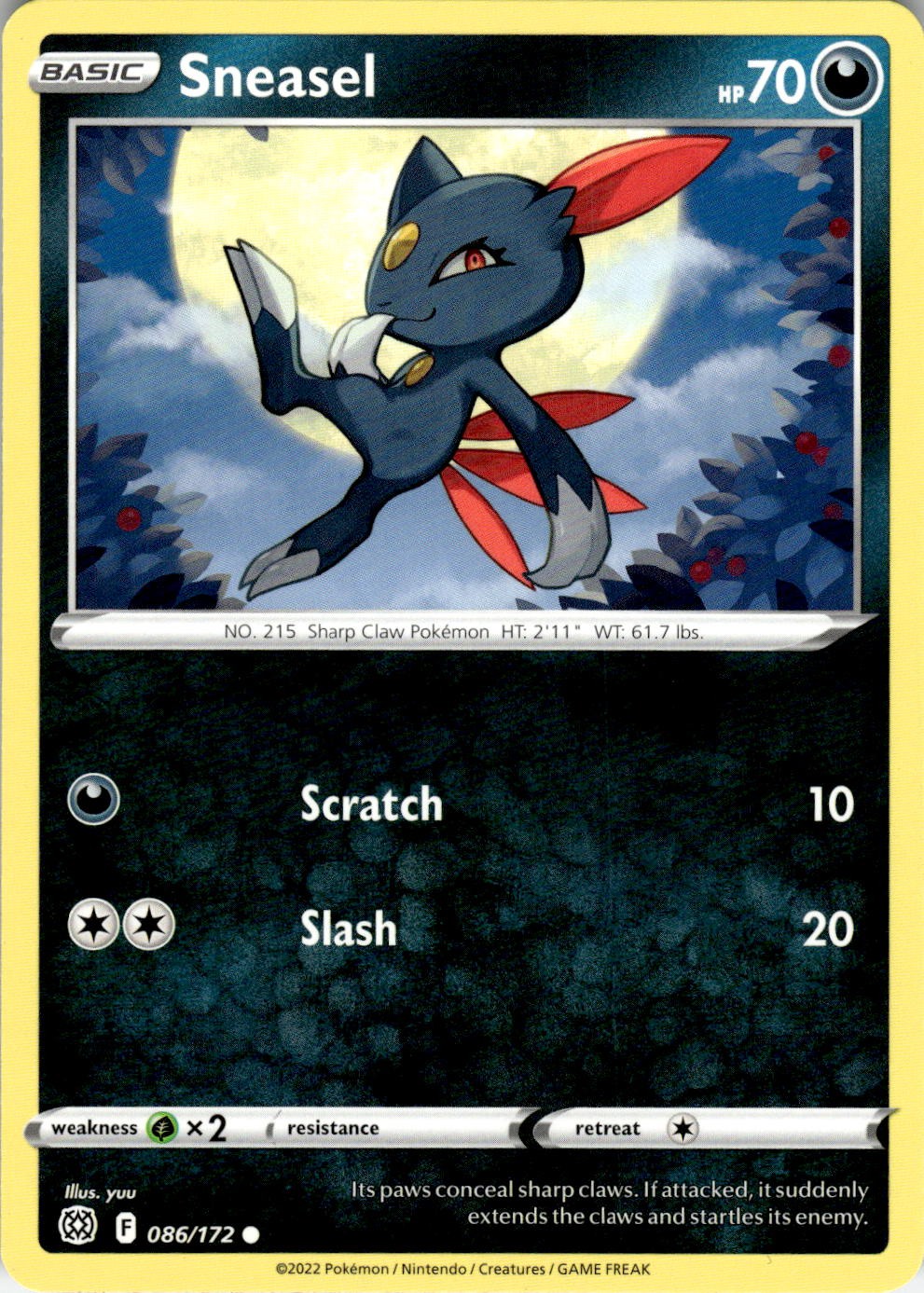 Sneasel 086/172 Common Brilliant Stars Pokemon Near Mint