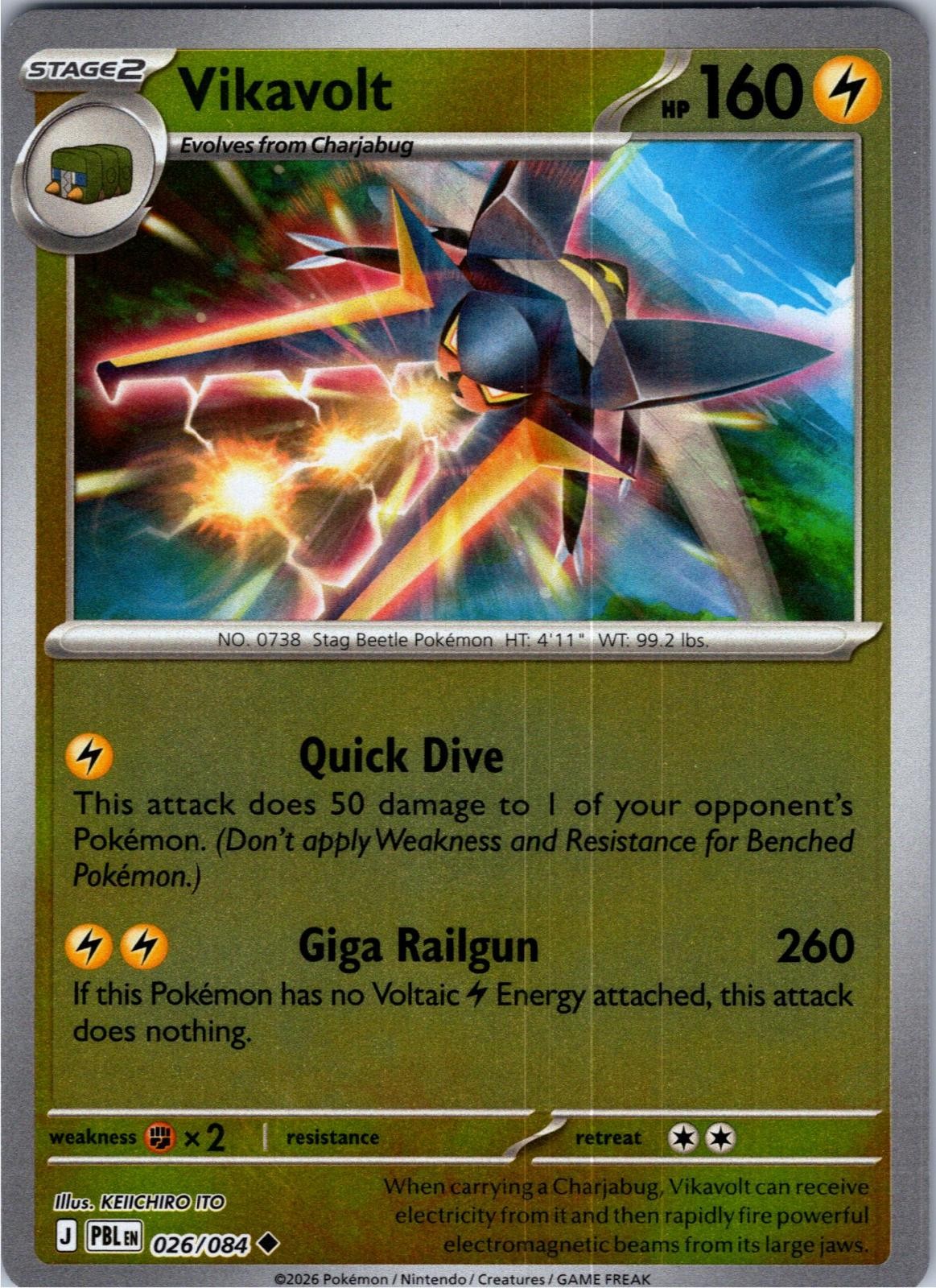 Vikavolt 026/084 Uncommon Pitch Black Pokemon Lightly Played