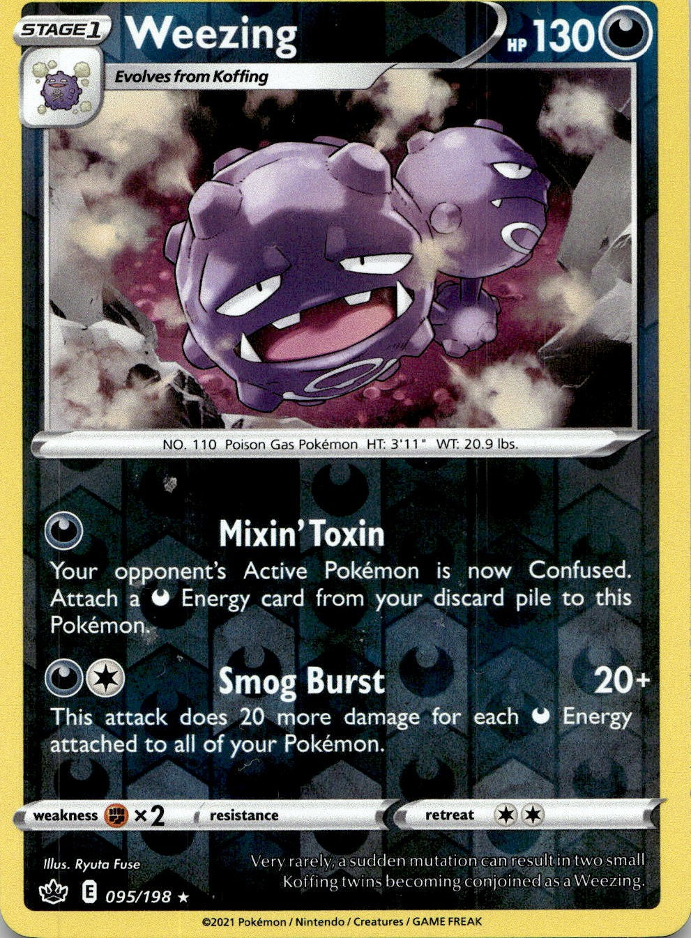 Weezing 095/198 Rare Chilling Reign Pokemon Reverse Holo Lightly Played