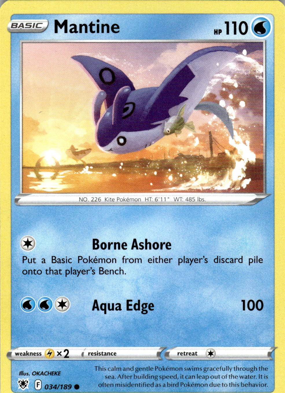 Mantine 034/189 Common Astral Radiance Pokemon Near Mint