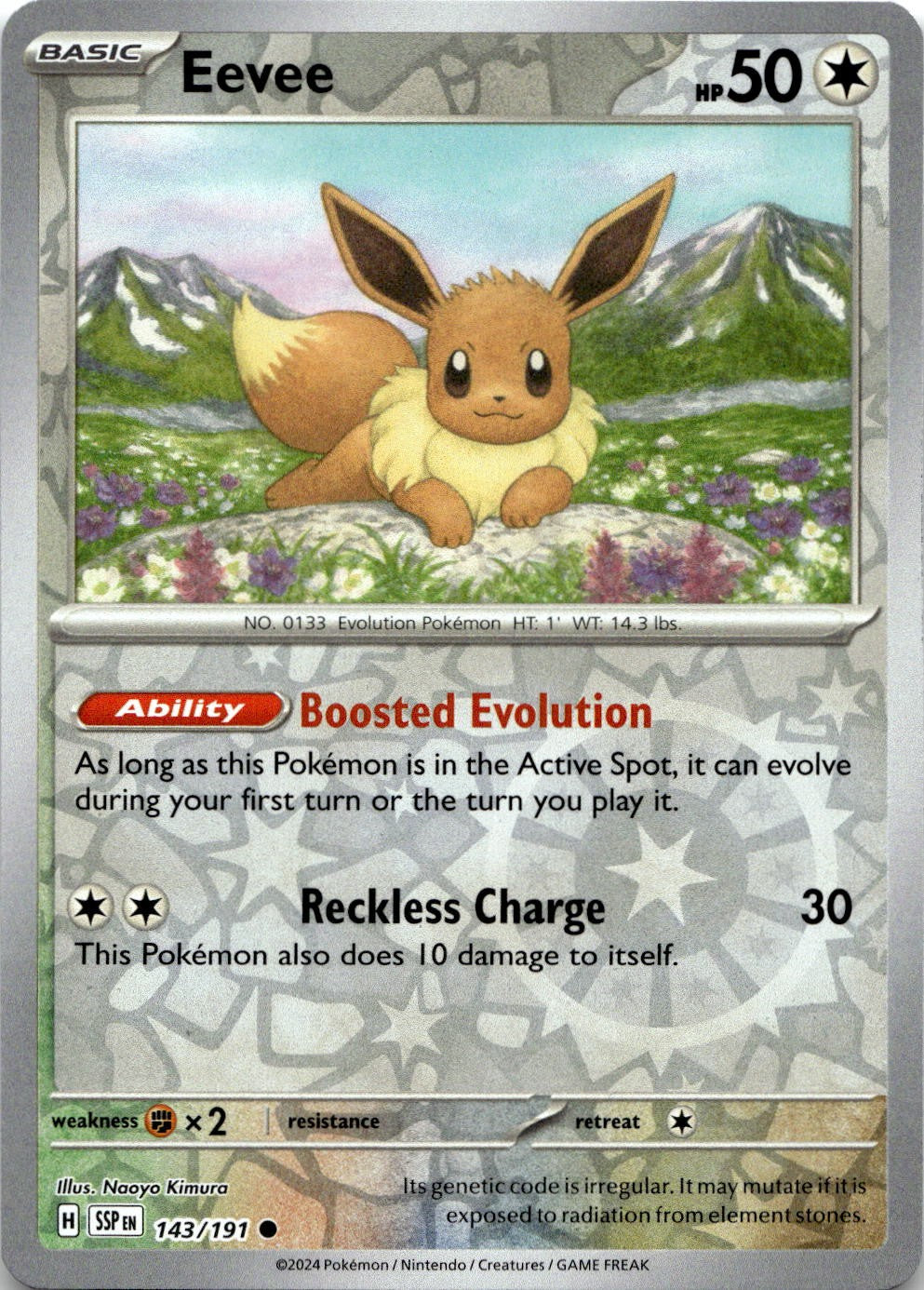 Eevee 143/191 Common Surging Sparks Pokemon Reverse Holo Near Mint