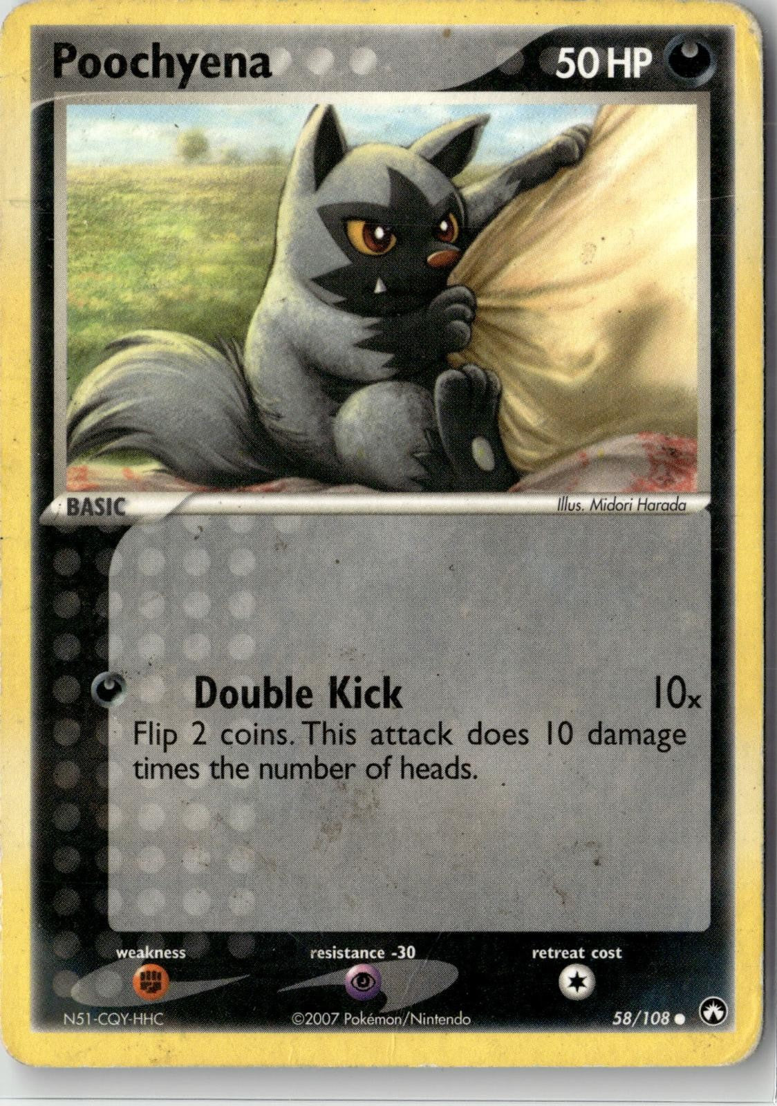 2007 POKEMON POOCHYENA 58/108 COMMON POWER KEEPERS LIGHTLY PLAYED