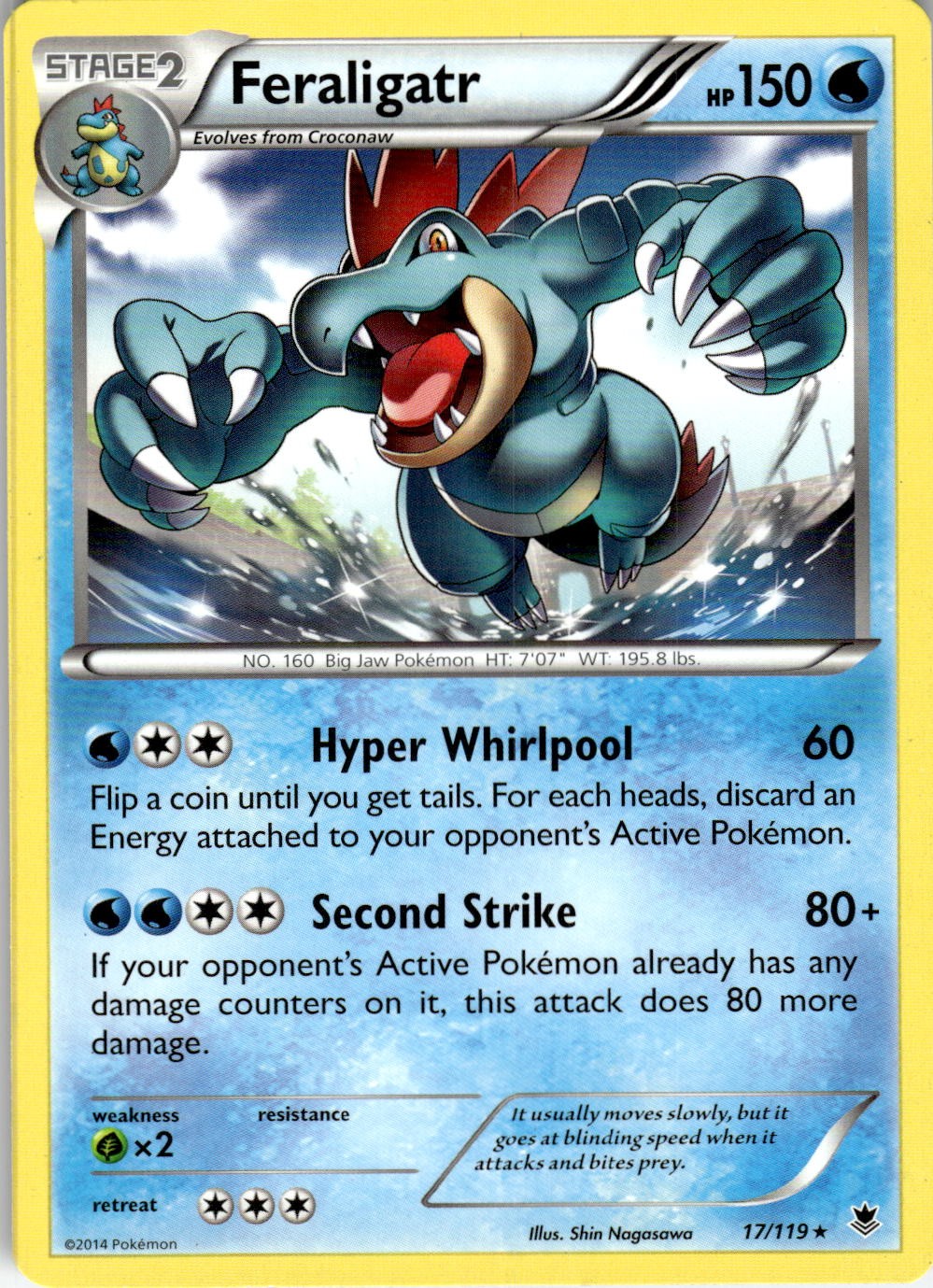 Feraligatr 17/119 Holo Rare Phantom Forces Pokemon Near Mint