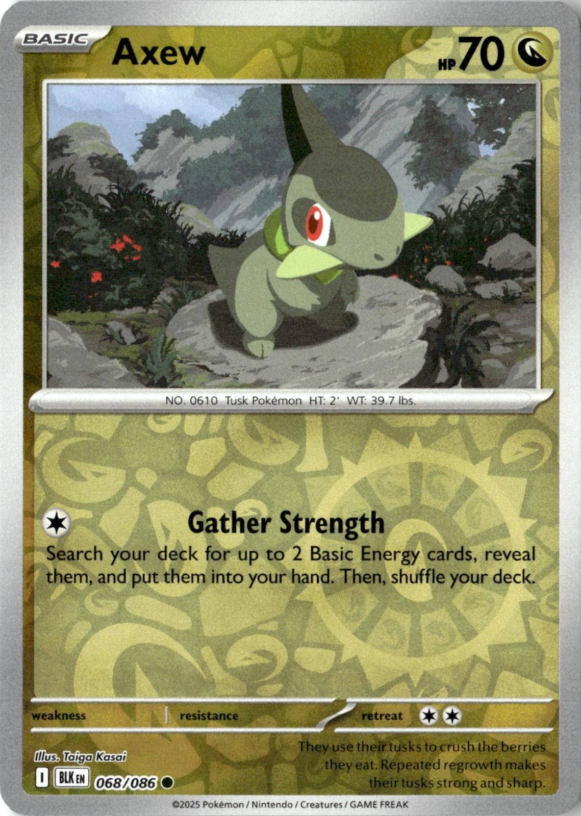 2025 POKEMON AXEW 068/086 COMMON BLACK BOLT NEAR MINT