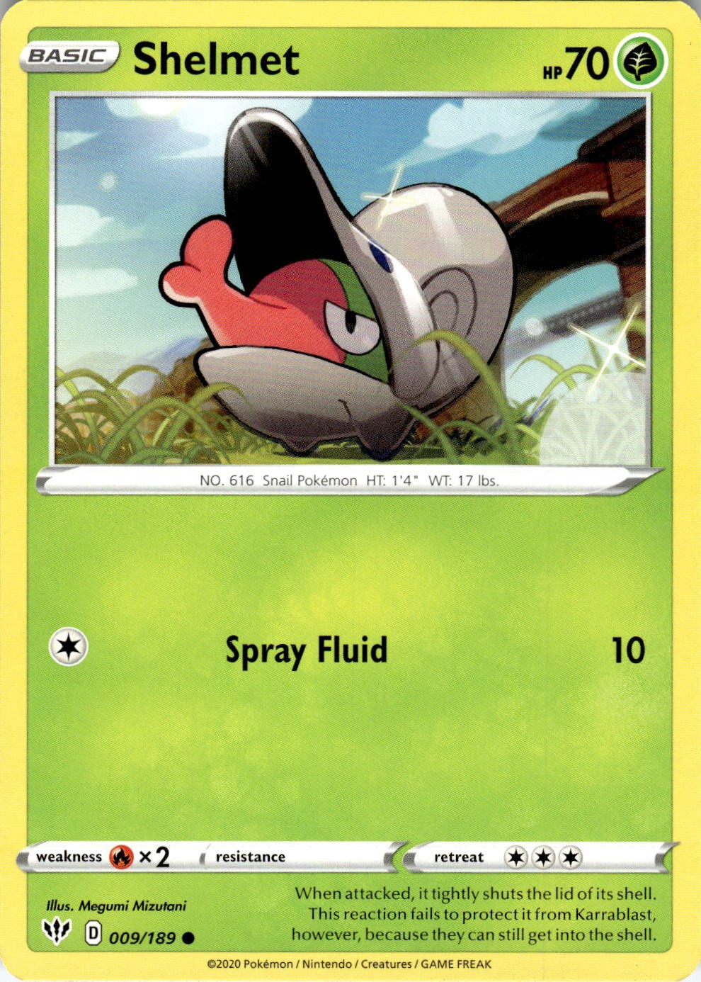 Shelmet 009/189 Common Darkness Ablaze Pokemon Near Mint