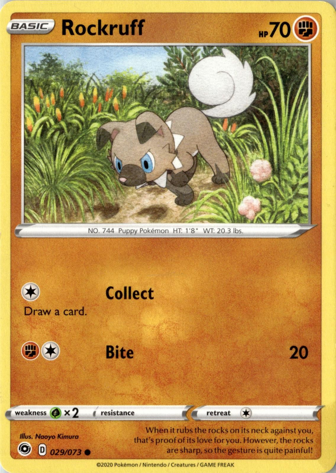 2020 POKEMON ROCKRUFF 029/073 COMMON CHAMPION'S PATH NEAR MINT