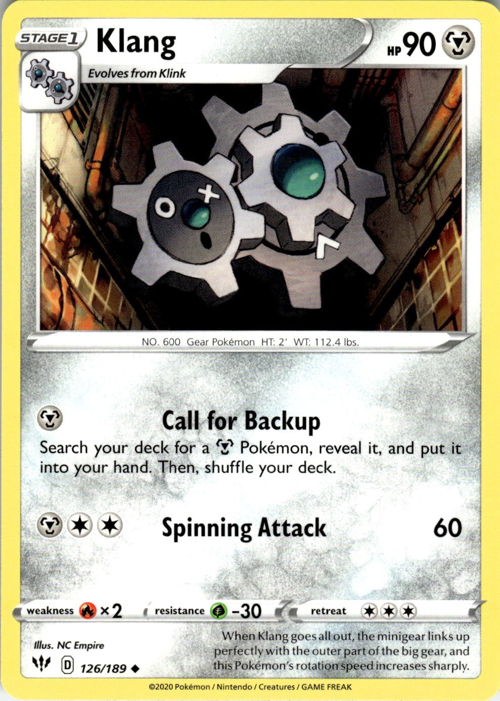 Klang 126/189 Uncommon Darkness Ablaze Pokemon NM