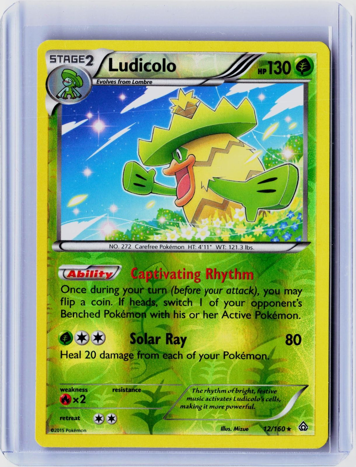 2015 POKEMON LUDICOLO 12/160 RARE PRIMAL CLASH REVERSE HOLO NEAR MINT