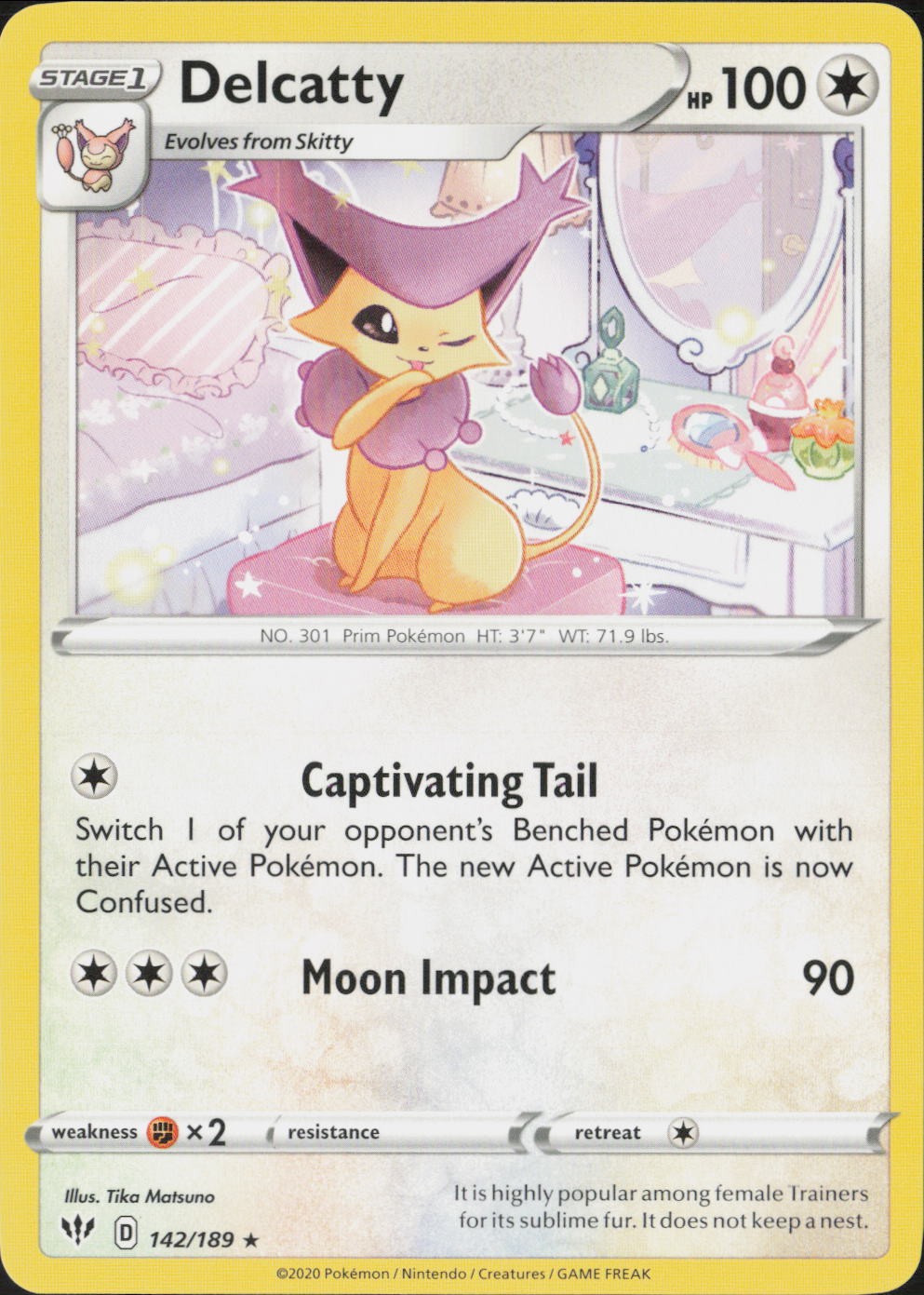 Delcatty Rare SWSH03: Darkness Ablaze 142/189 NM