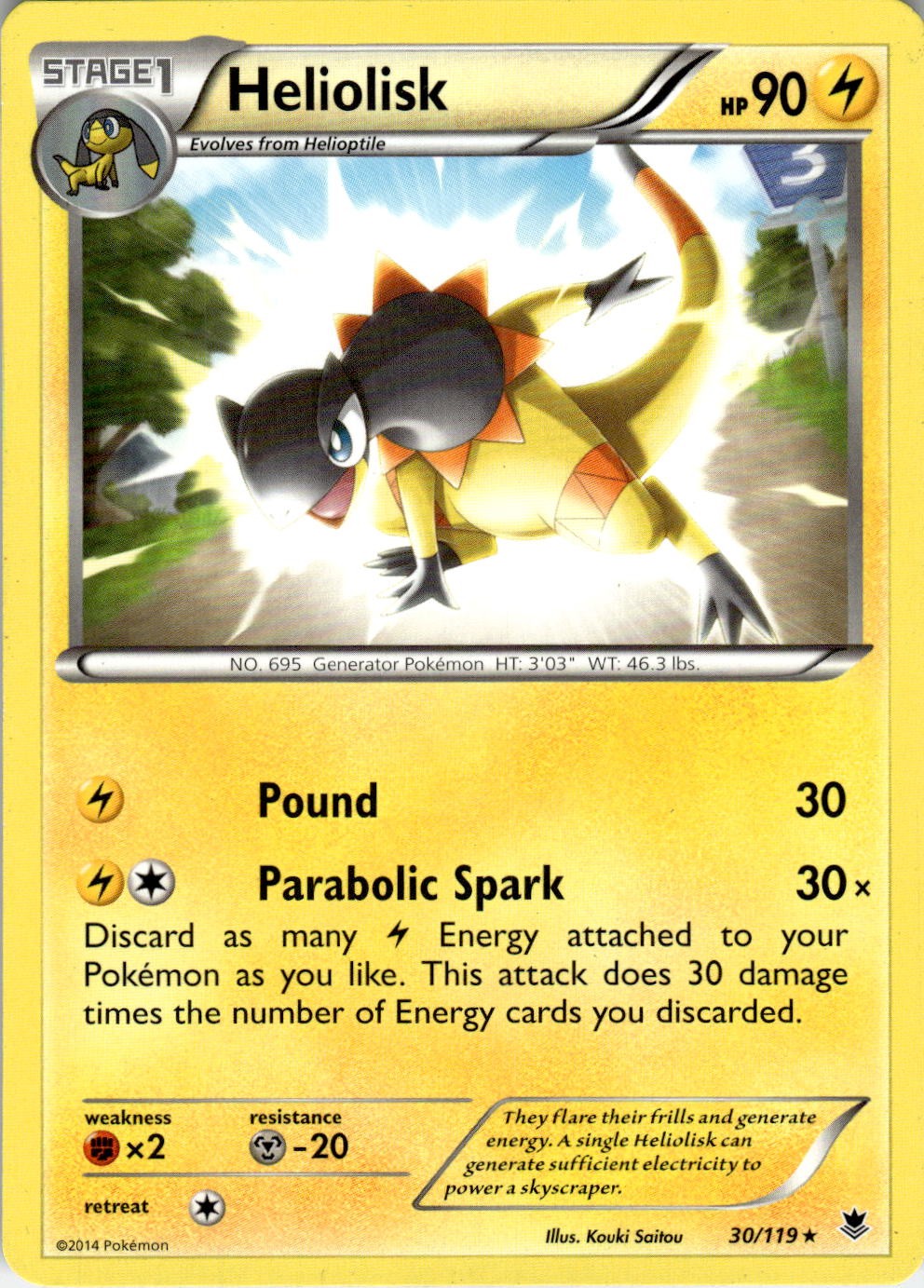 Heliolisk 30/119 Holo Rare Phantom Forces Pokemon Near Mint